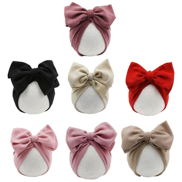 Adorable Baby Bow Beanies Soft Cotton Hats for Stylish All Season Warmth
