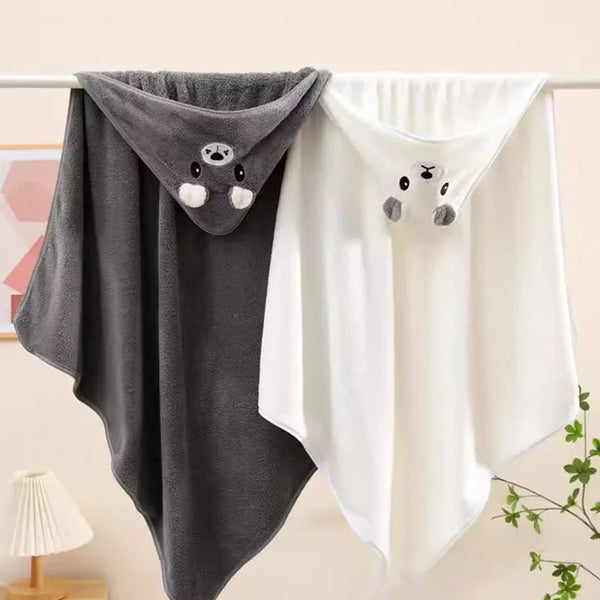 Adorable Baby Bath Swaddle Soft Absorbent Hooded Towel Wrap for Newborns and Infants