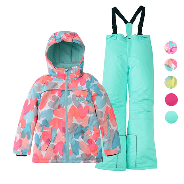Girls Ski Suit Set with Waterproof Windproof Fabric for Winter Fun