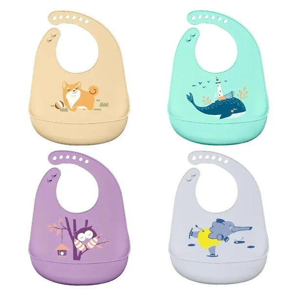 Soft Silicone Baby Bibs Adjustable Waterproof Infant Feeding Bibs for Easy Mess Free Meals