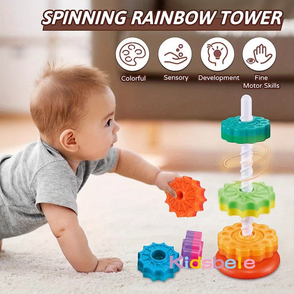 Rainbow Spin Stacker Toy – Early Education and Motor Skills for Kids