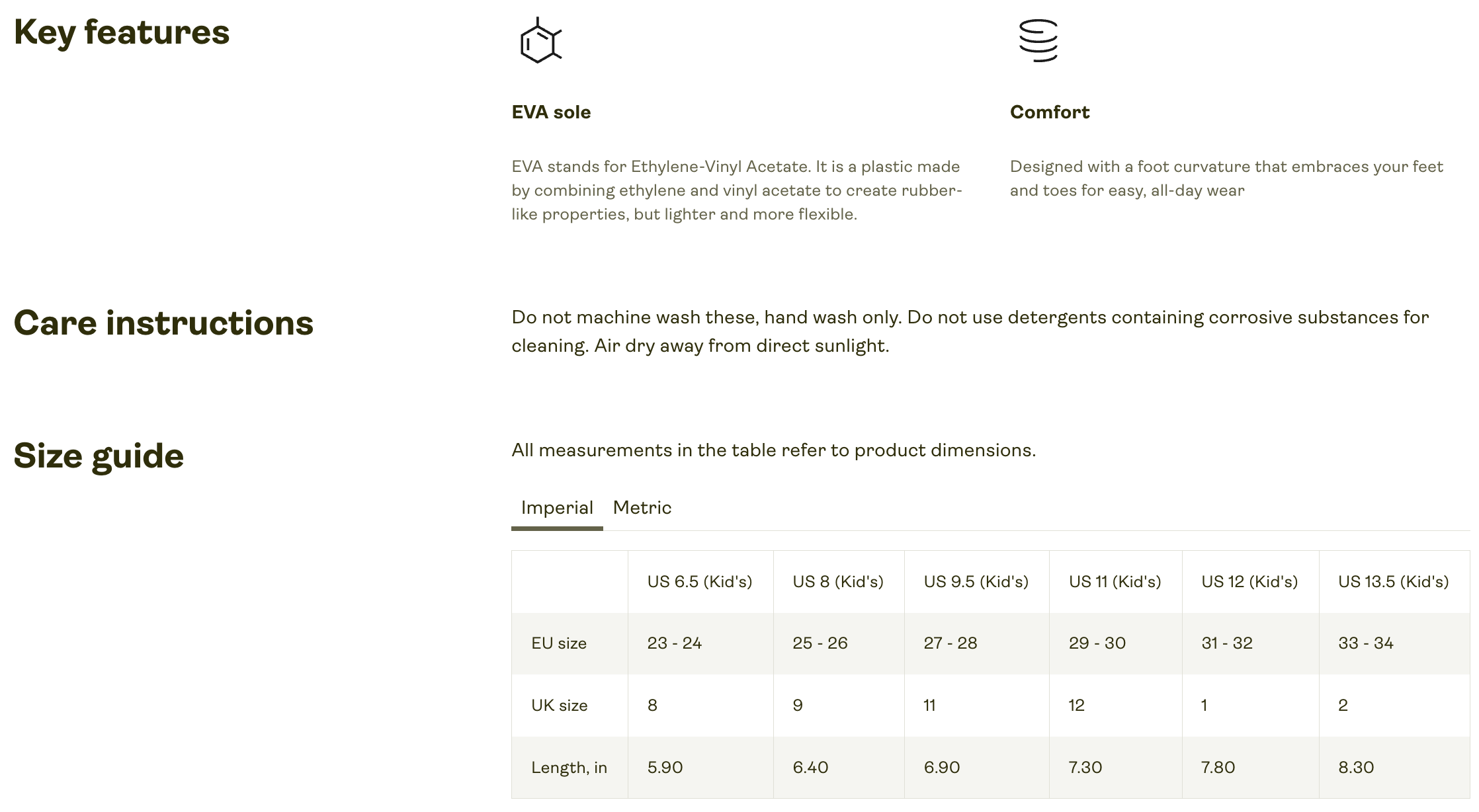 Size and product details for Black Amiba Monster Blob Logo Kid’s EVA Foam Clogs – Fun, Light & Playful