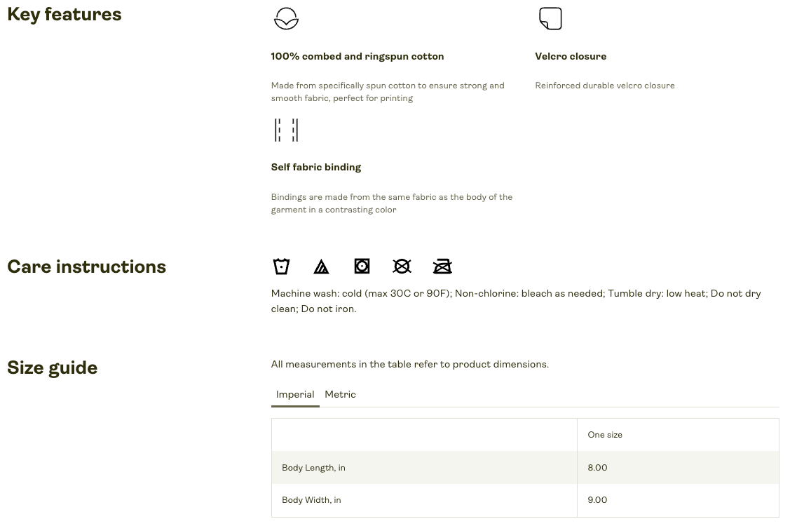 Size and product details for Amiba Monsters Hungry Monster Baby Bib