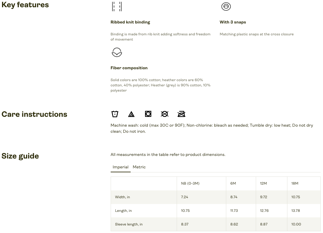 Size and product details for Monster of a Hug Long Sleeve Baby Onesie