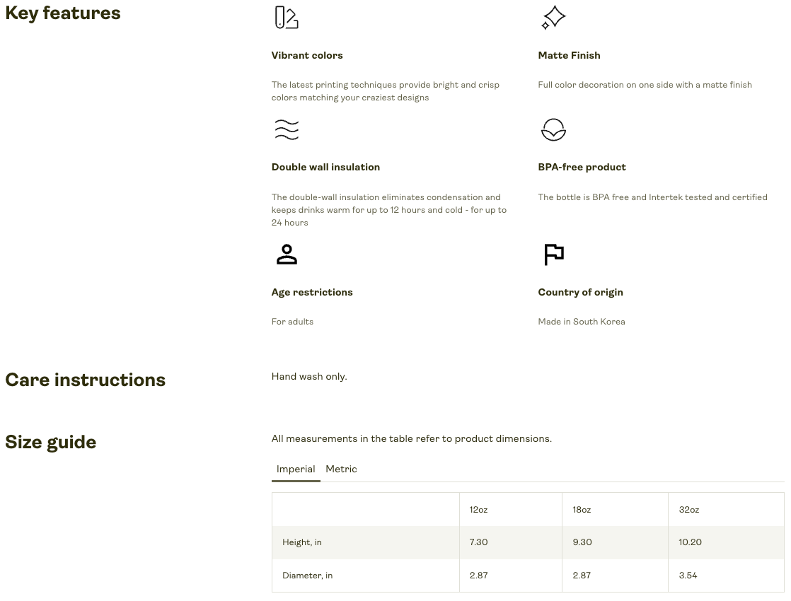 Size and product details for Thirsty Monster Kids Water Bottle by Amiba