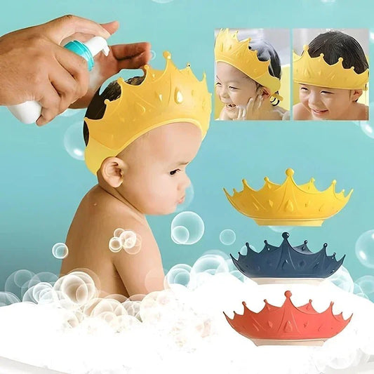 Adjustable baby shower cap to keep water out of eyes during bath