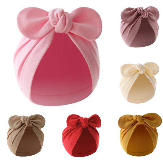 Adorable Baby Bow Beanie Soft Cotton Hat for Stylish All Season Comfort - Amiba