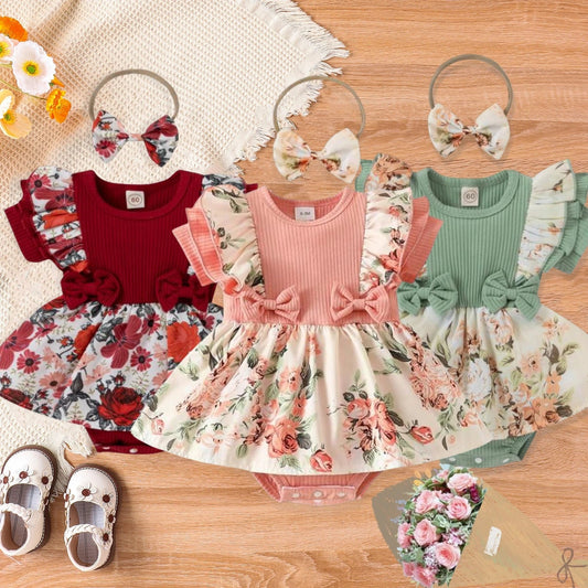 Adorable baby dress set made of soft cotton for summer wear
