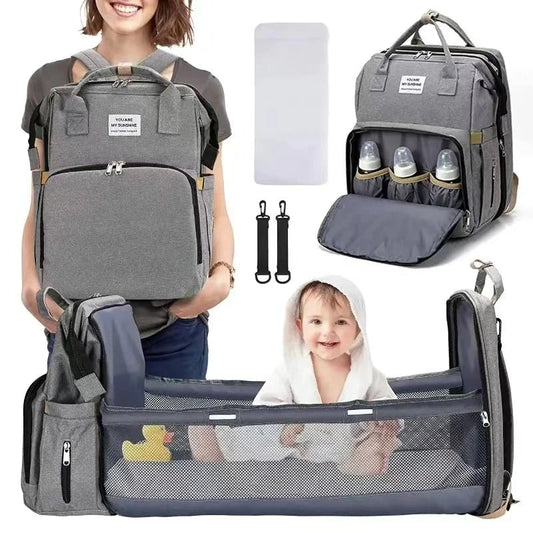 All in one diaper backpack with built in changing station