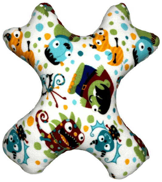 Soft monster pillow preventing slump during kids road travel naps