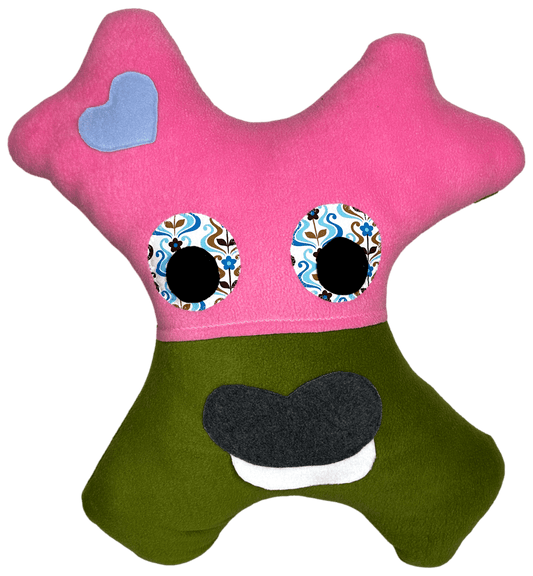 Soft handmade monster pillow crafted for cozy naps on road trips