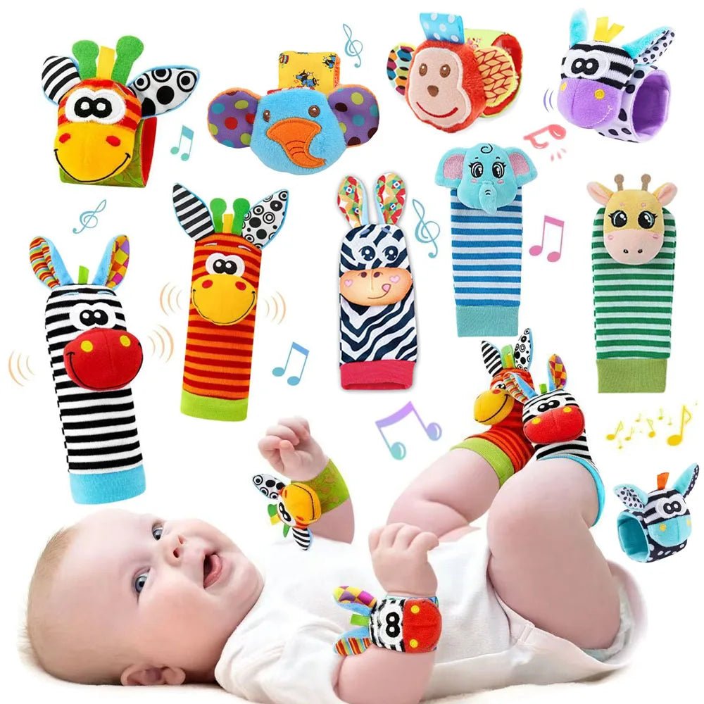 Animal Rattle Toy Plush Sensory Development for Babies Early Learning - Amiba