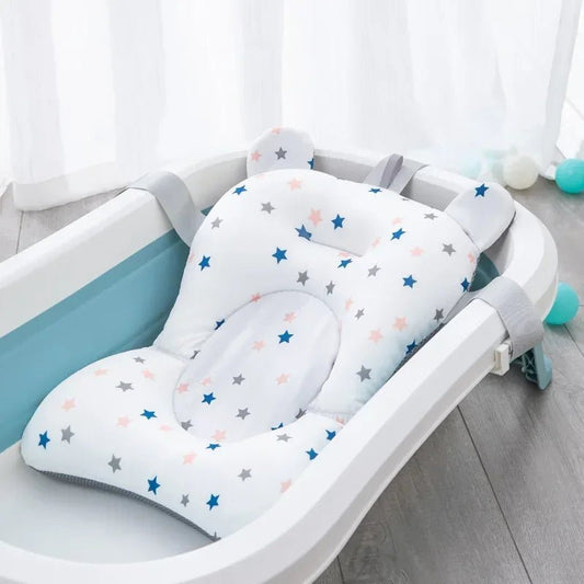 Baby bath cushion designed for safe and comfy bath time