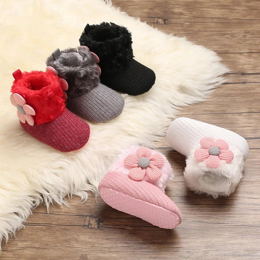 Baby Snow Booties Fleece Lined Non Slip Shoes for Warm and Safe Winter Steps - Amiba