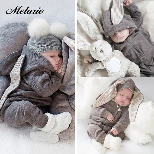 Bunny baby romper made of warm cotton for chilly seasons