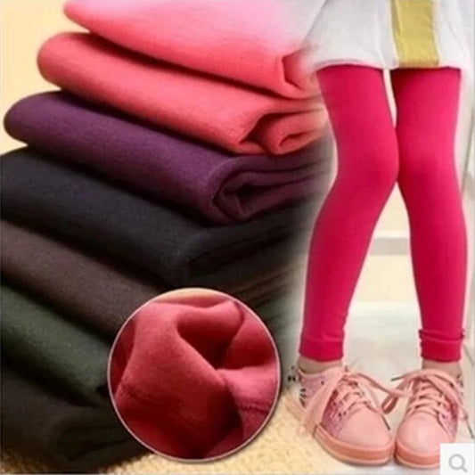 Candy color girls leggings crafted with soft warm fabric for comfort