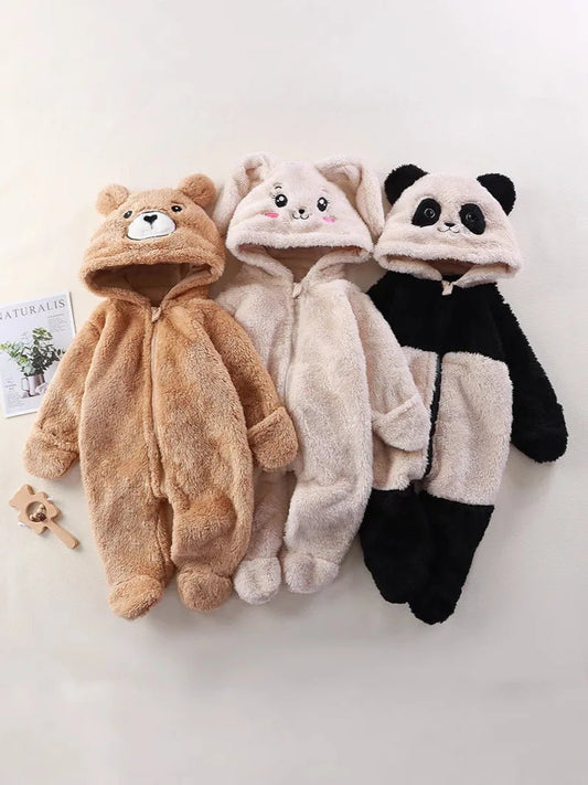 Cartoon baby jumpsuit crafted for soft warm winter comfort