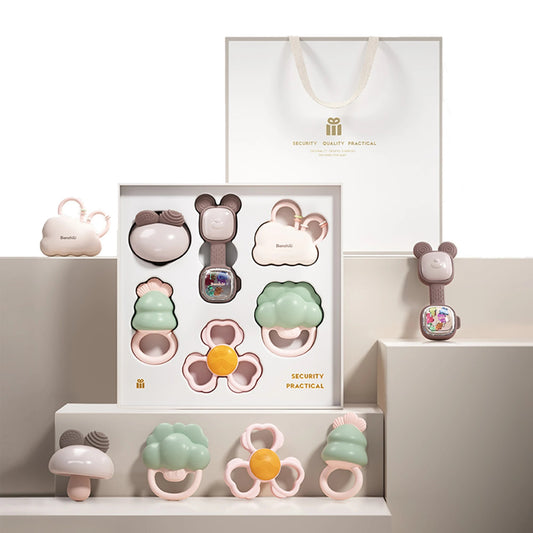 Charming baby teething gift set designed for soothing and play