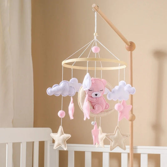 Charming crib mobile for babies featuring soft felt animal designs