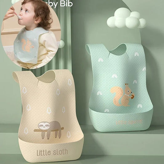Colorful Baby Bibs Set Waterproof Cartoon Infant Feeding Bibs for Toddlers Mealtime - Amiba