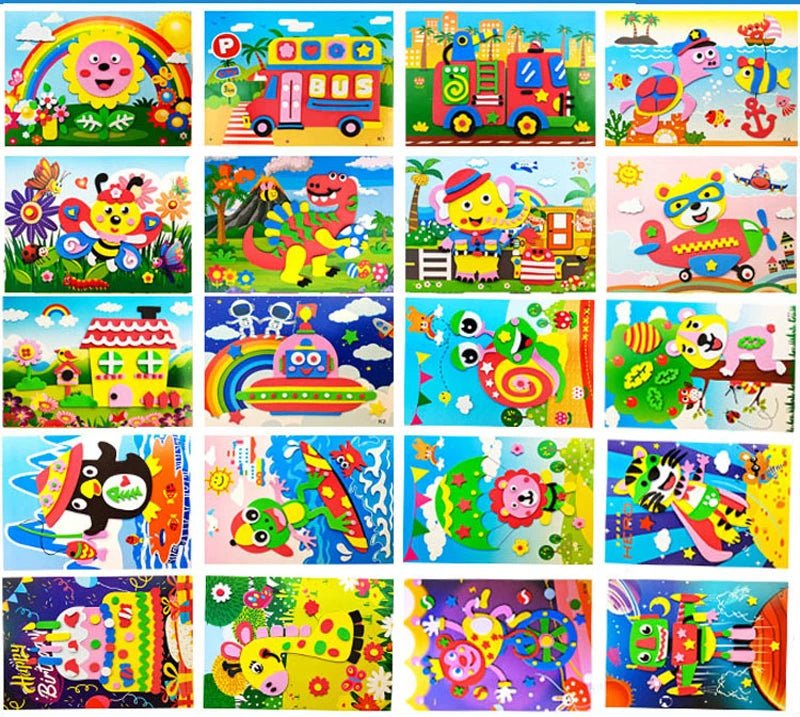 Colorful DIY Foam Sticker Fun – Creative Educational Craft for Kids - Amiba