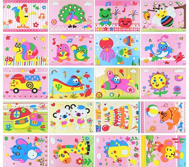 Colorful DIY Foam Sticker Fun – Creative Educational Craft for Kids - Amiba