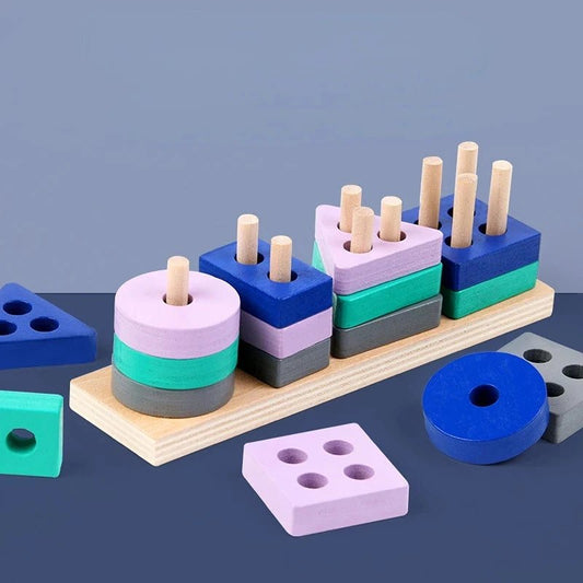 Colorful wooden shape puzzle designed as fun educational toy for kids