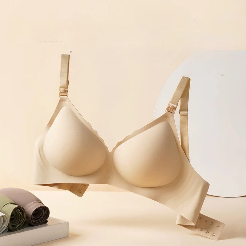 Comfort seamless nursing bra designed with support for breastfeeding