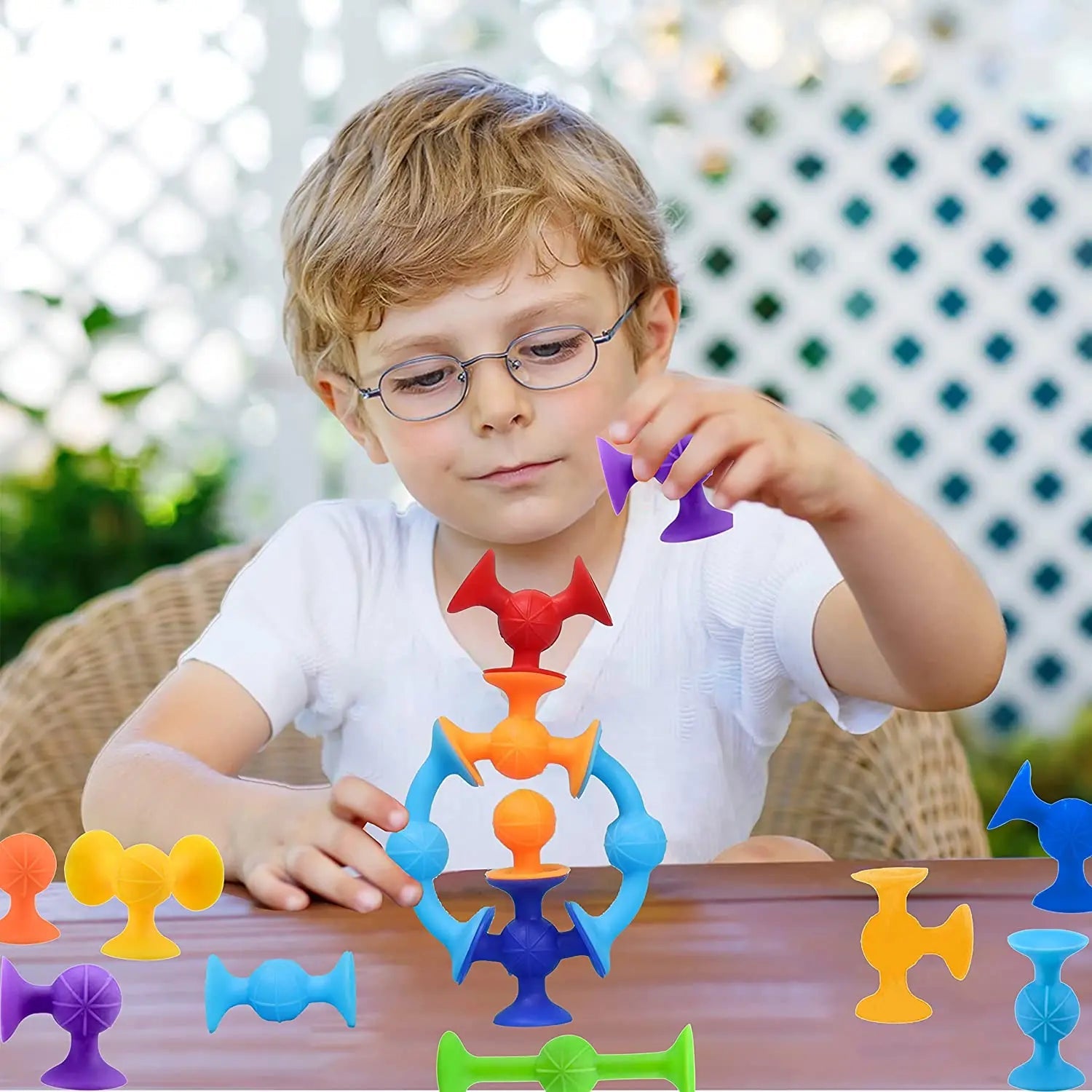 Silicone suction cup building blocks designed for children’s play