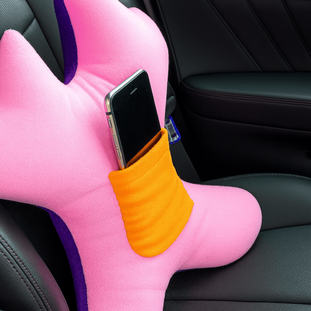 Kids Travel Headrest Body Pillow giving portable comfort for rideshare, taxis, and tours