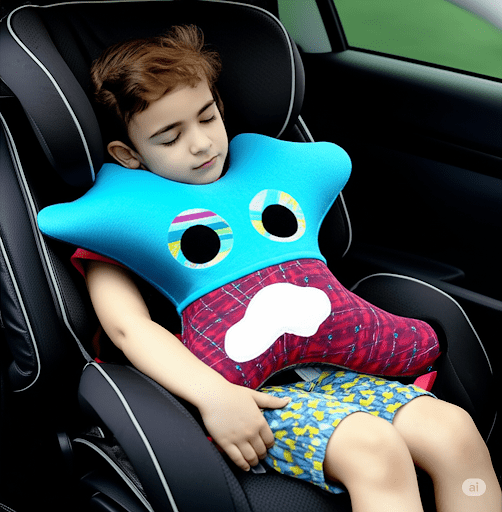 Amiba Monsters handmade Kids Travel Headrest Body Pillow adds comfort style safety and posture support for kids during car seat journeys