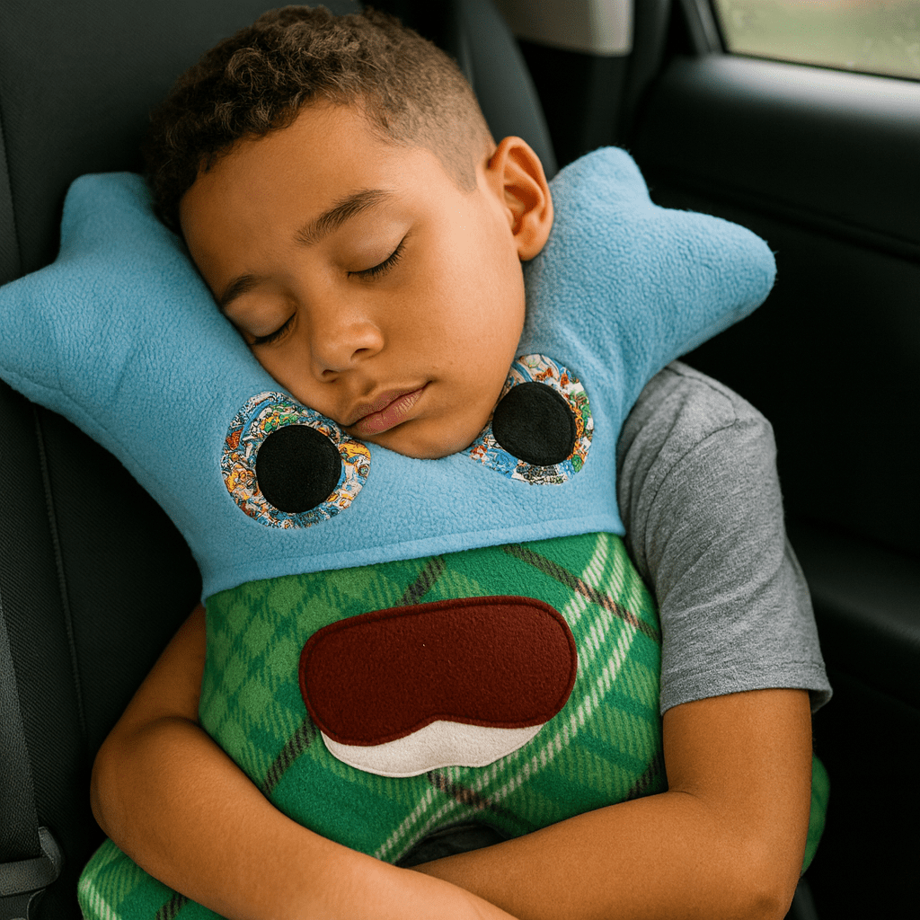 Unique supportive pillow crafted for cozy naps in children’s travel rides