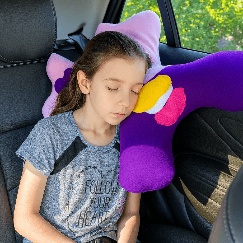 Unique monster pillow crafted for cozy naps in child car seats