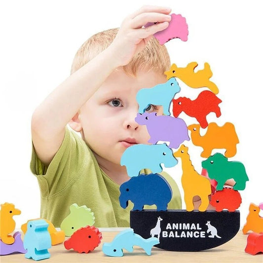 Dino Balance Stacking Blocks – Colorful Concentration Toy for Kids - Amiba