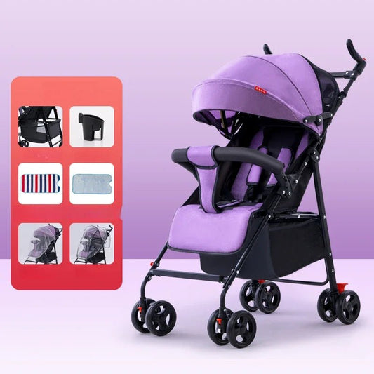 Convertible baby stroller designed with sitting and lying positions for comfort