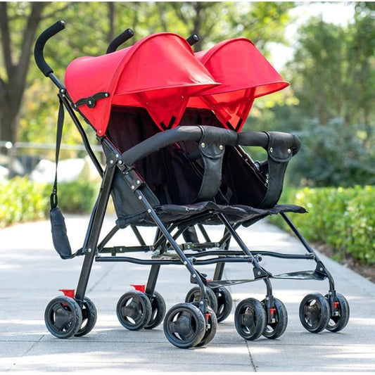 Easy fold twin stroller crafted lightweight and compact for travel convenience
