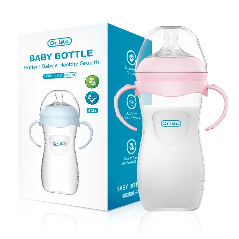 Baby bottle designed with Easy Sip spill proof anti colic system