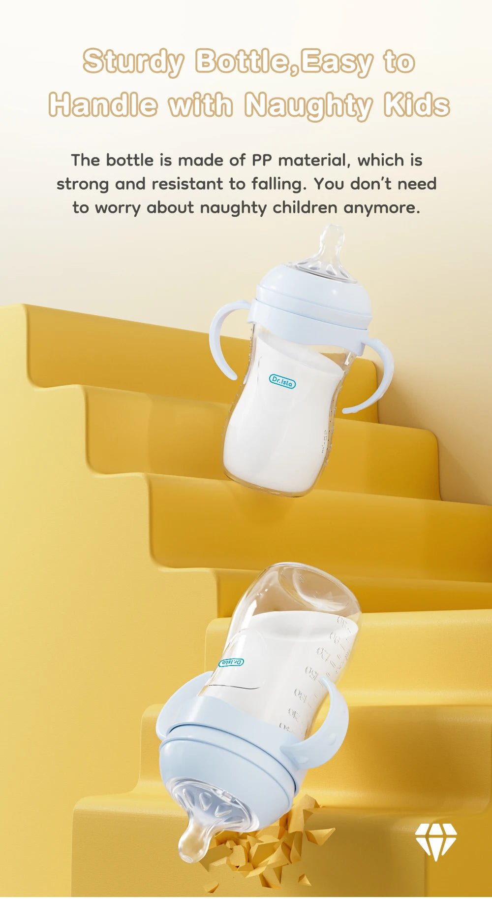 Anti colic Easy Sip bottle designed for safe baby feeding times