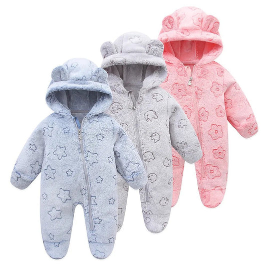 Flannel Baby Romper Warm and Stylish for Autumn Comfort - Amiba