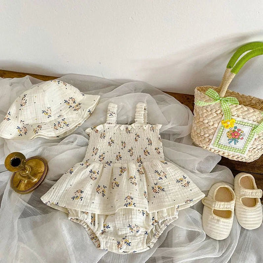 Floral baby bodysuit set crafted soft and breathable for summer comfort