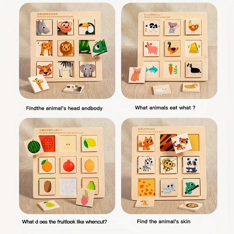 Fun kids’ puzzle designed for fruit and animal matching activities