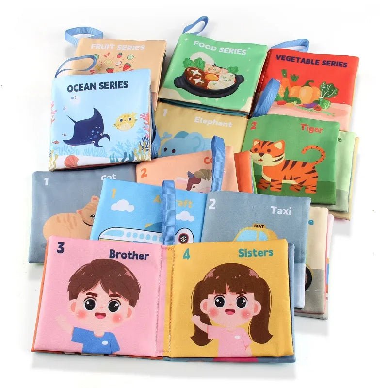 Educational cloth book offering early learning through stories and play