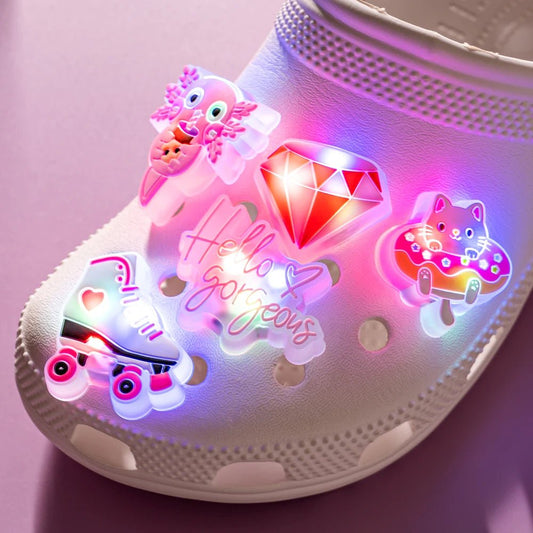 Glow charms for shoes crafted as fun LED light accessories for kids