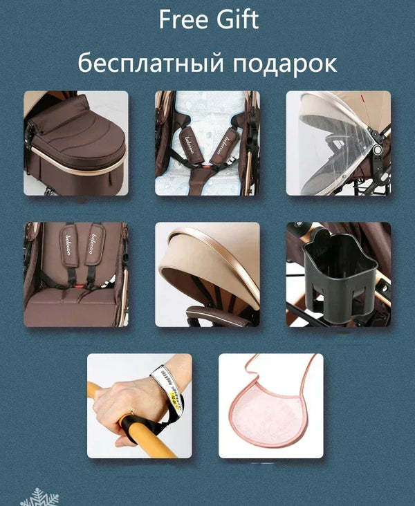 Luxury 6 in 1 Baby Stroller Set Multi Functional Travel System