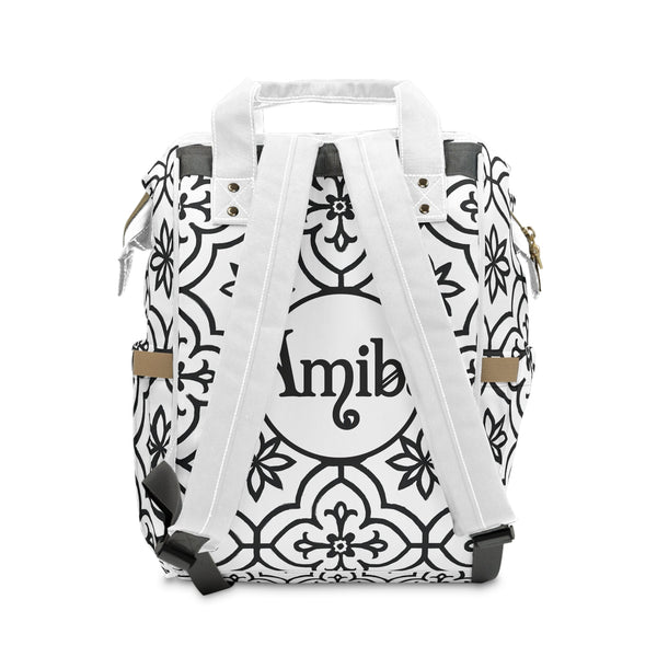 Chic Amiba Logo Diaper Backpack – Modern Black & White