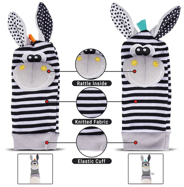 Adorable Baby Rattle Socks and Wristbands Sensory Toy Set