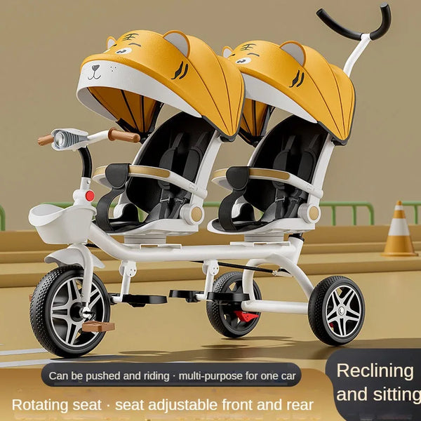 Twin Adventure Stroller Convertible Tricycle and Stroller for Kids