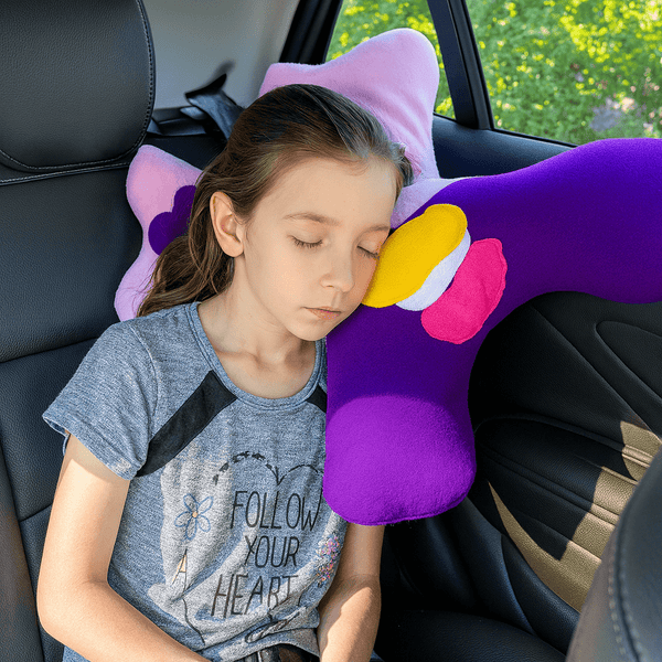 Amiba Monster Kids Travel Pillow with Pocket and Name Certificate