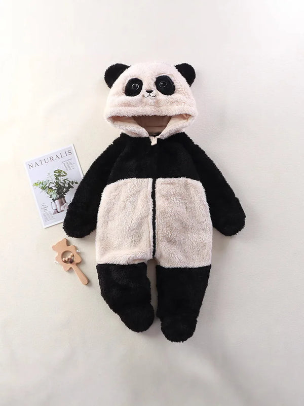 Cartoon Baby Jumpsuit Soft Warm Winter Outfit for Infants