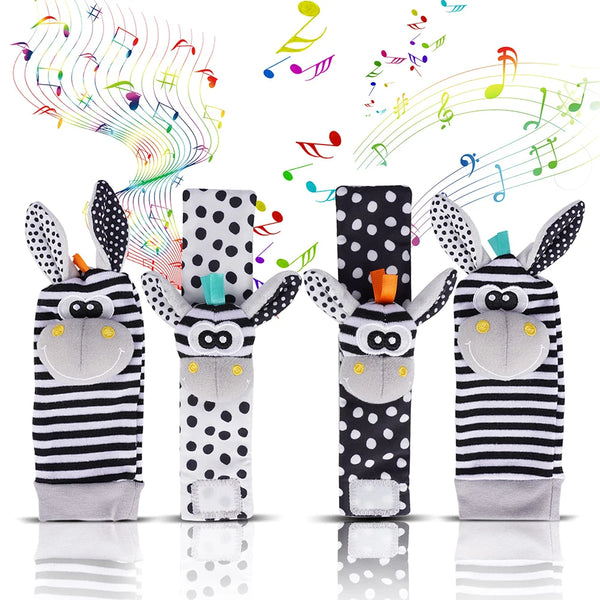 Adorable Baby Rattle Socks and Wristbands Sensory Toy Set